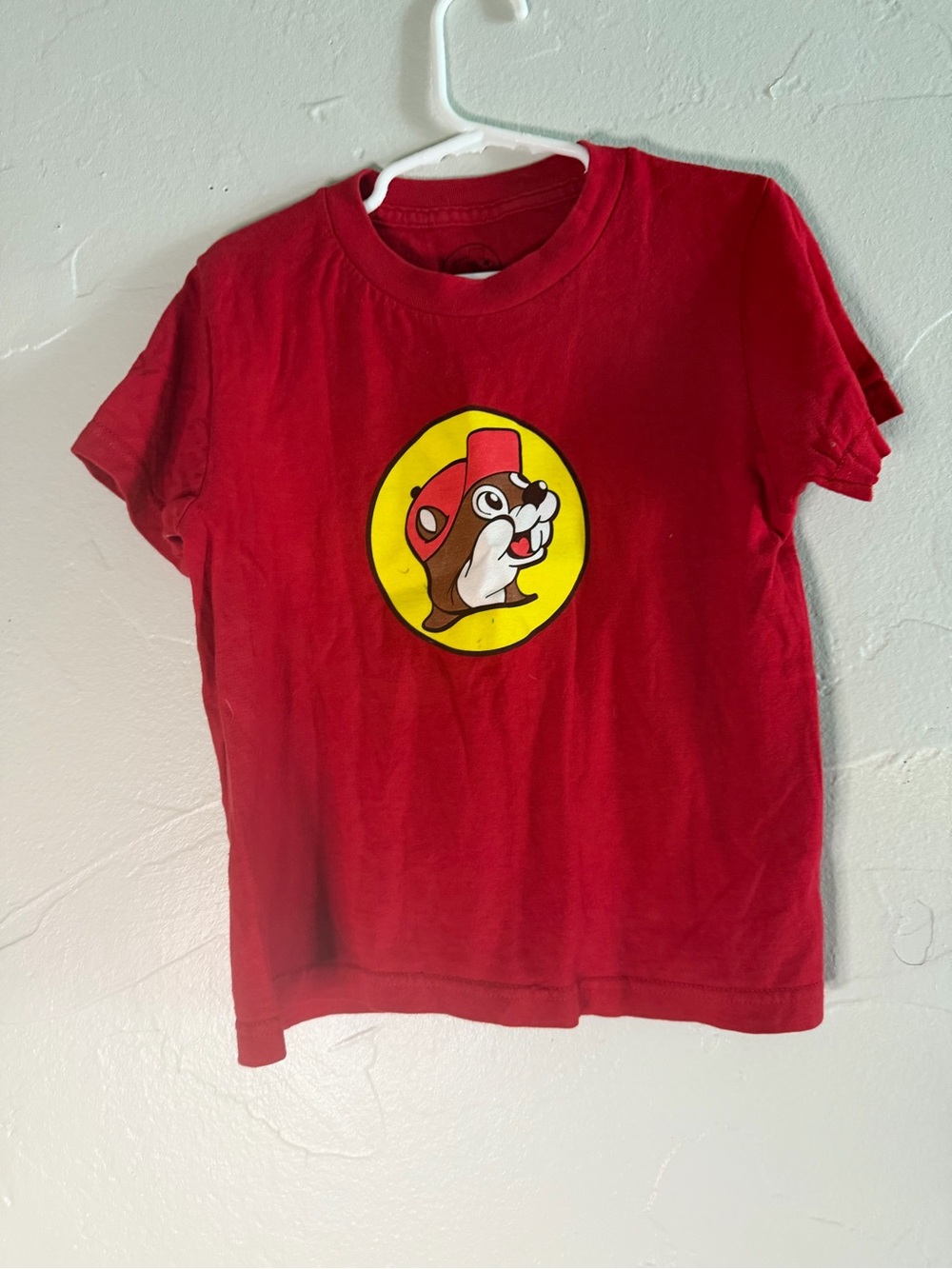 Kids Red Short-Sleeve Graphic Tee with Cartoon Mascot